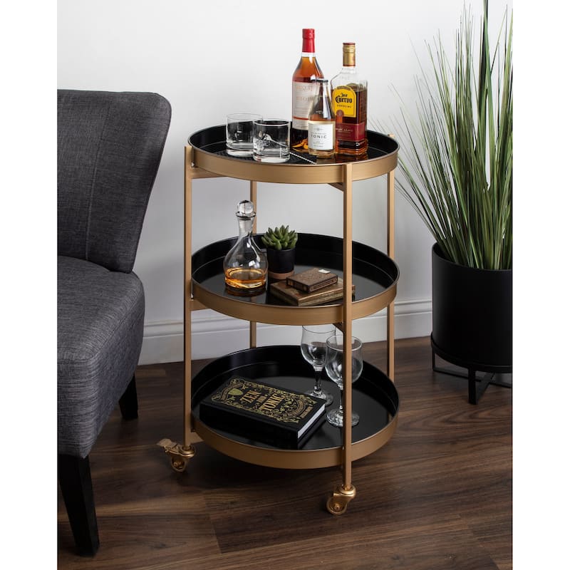Kate and Laurel Celia Round Metal Bar Cart