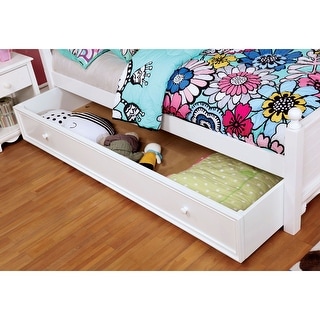 Jevi Contemporary White Solid Wood Trundle Bed by Furniture of America