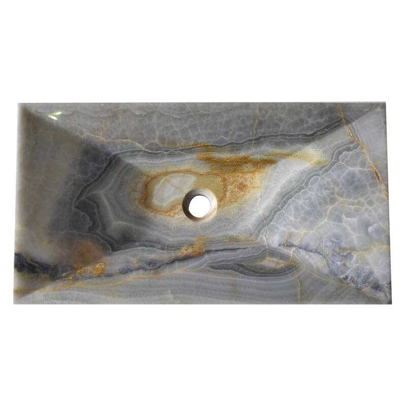 Single Bowl Zen Rectangular Dark Blue Onyx Sink - Basin: 12" L x 23" W x 4" D - Basin: 12" L x 23" W x 4" D - Dark Blue Onyx