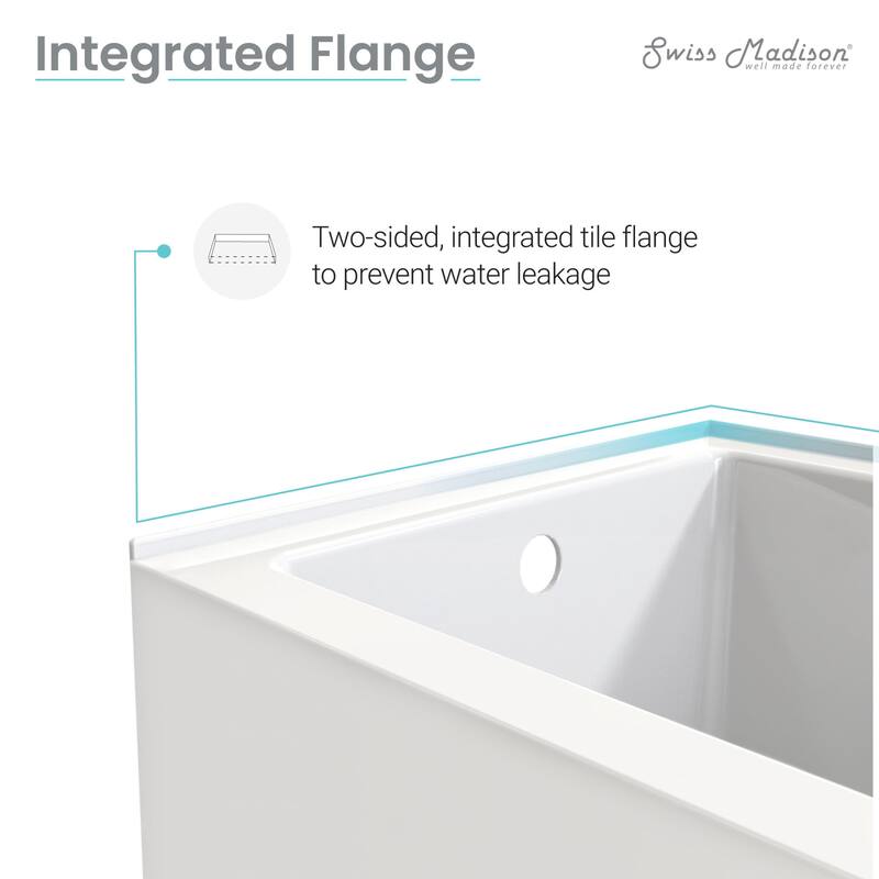 Swiss Madison SM-AB571 Claire 60" Three Wall Alcove Acrylic Soaking