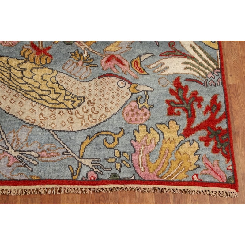 Animals Design Floral Gray Ziegler Indian Rug Handmade Wool Carpet - 8'8"x 11'8"