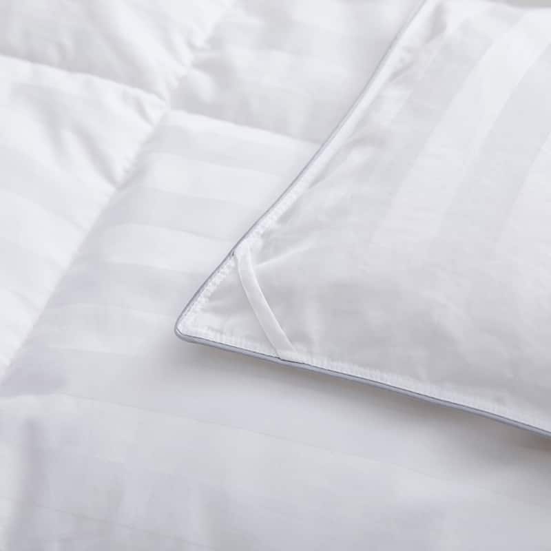 Hotel Luxury Year-round Down Duvet Comforter Solid & Stripe 500 TC Cotton Cover