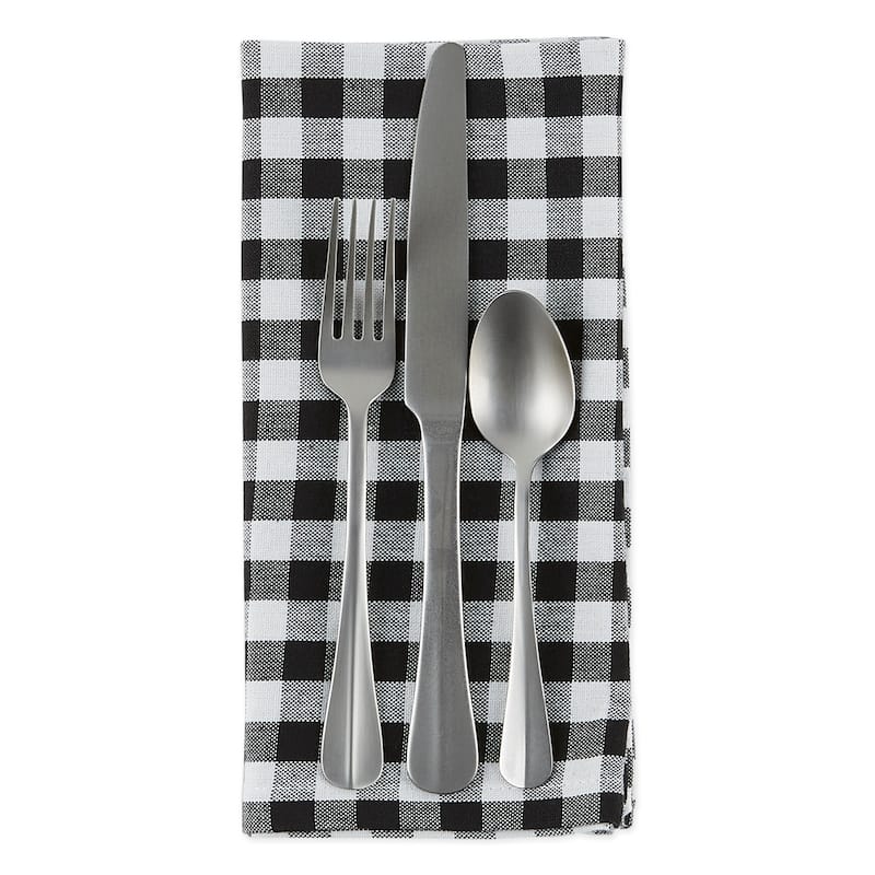 Set of 4 White and Black Square Gingham Checkered Napkin, 20"