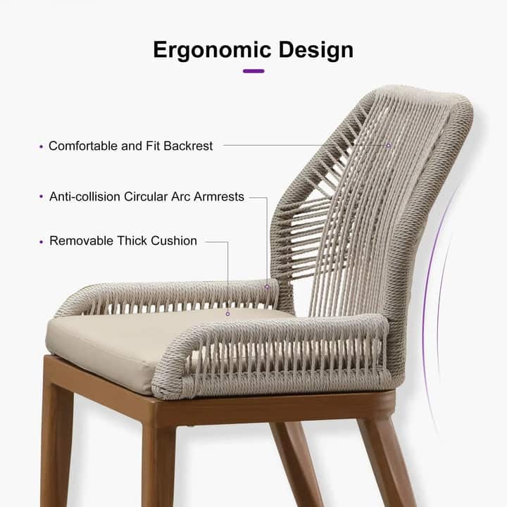 PURPLE LEAF Dining Set Patio Metal Rectangular Table and Wicker Rattan Chairs for dining/living room Modern Furniture Sets