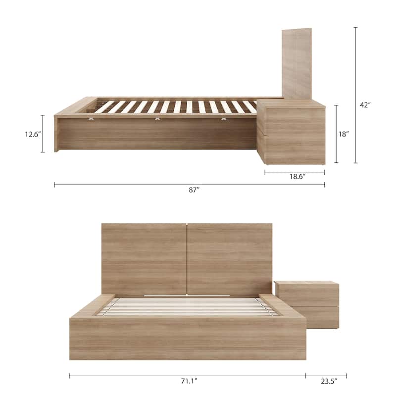 James 3-Piece Bedroom Set with Bed, Headboard, and Nightstand