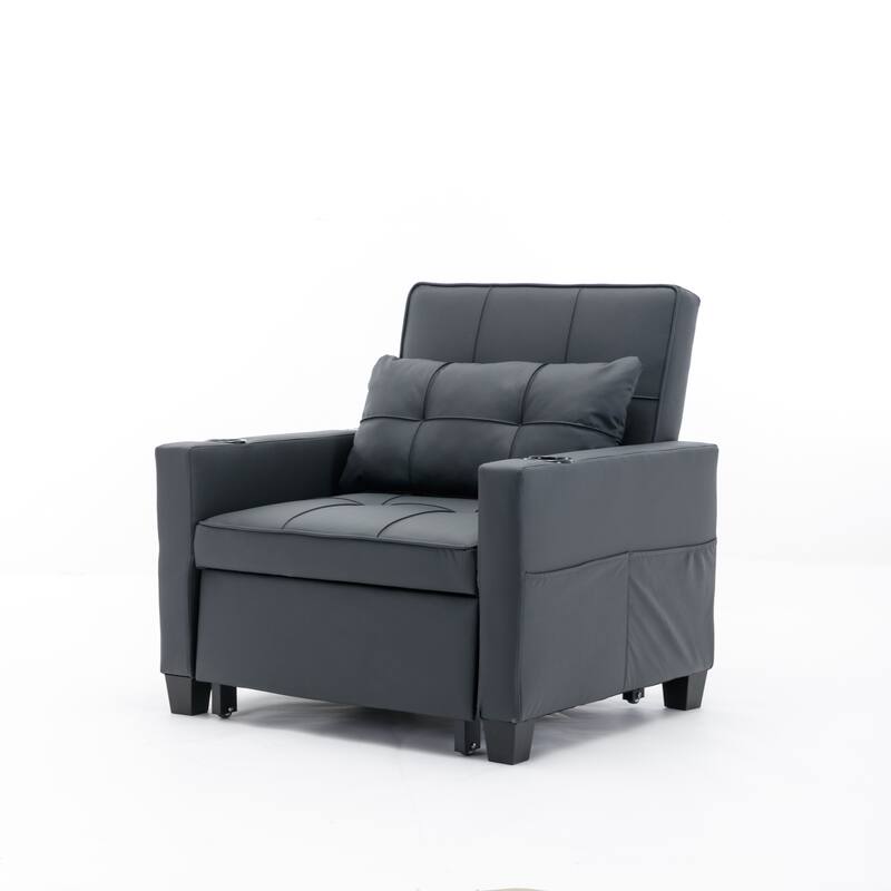 Futon Chair Bed Convertible Chair 3-In-1 Pull Out Sleeper Chair Beds With Usb Ports