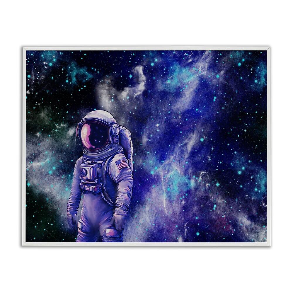 Stupell Astronaut with Blue Nebula Framed Giclee Art Design By Jesse Keith