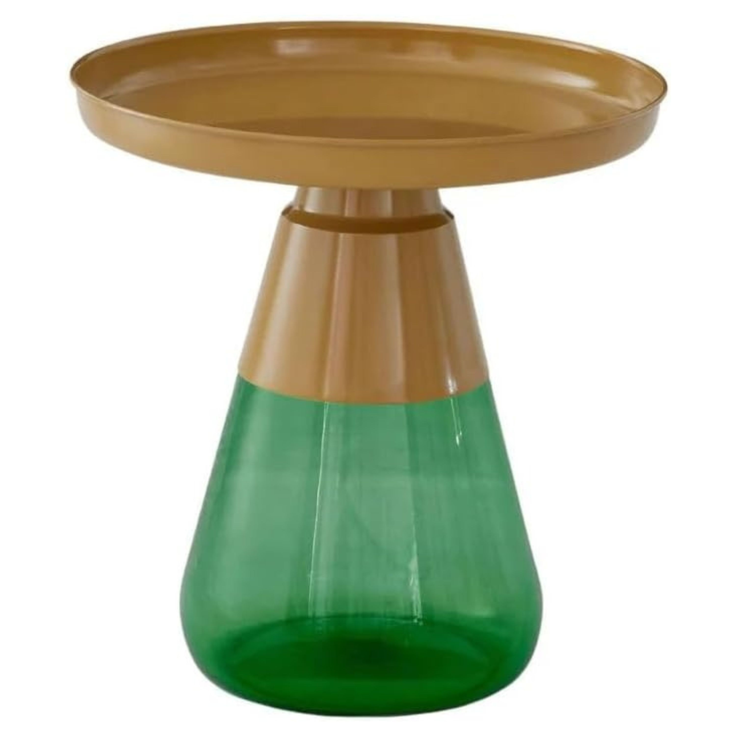 Green Titanium Coffee Table with Matte Gold Tray Top Round 19x20