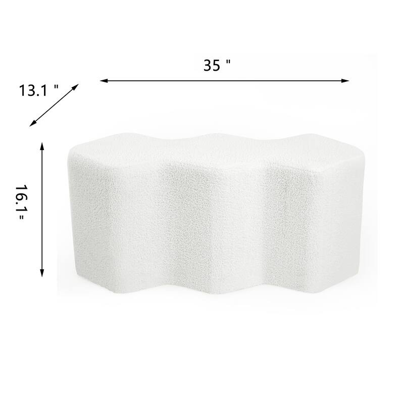 Adeco 35" Long Ottoman Bench Velvet Polygon Foot Stool