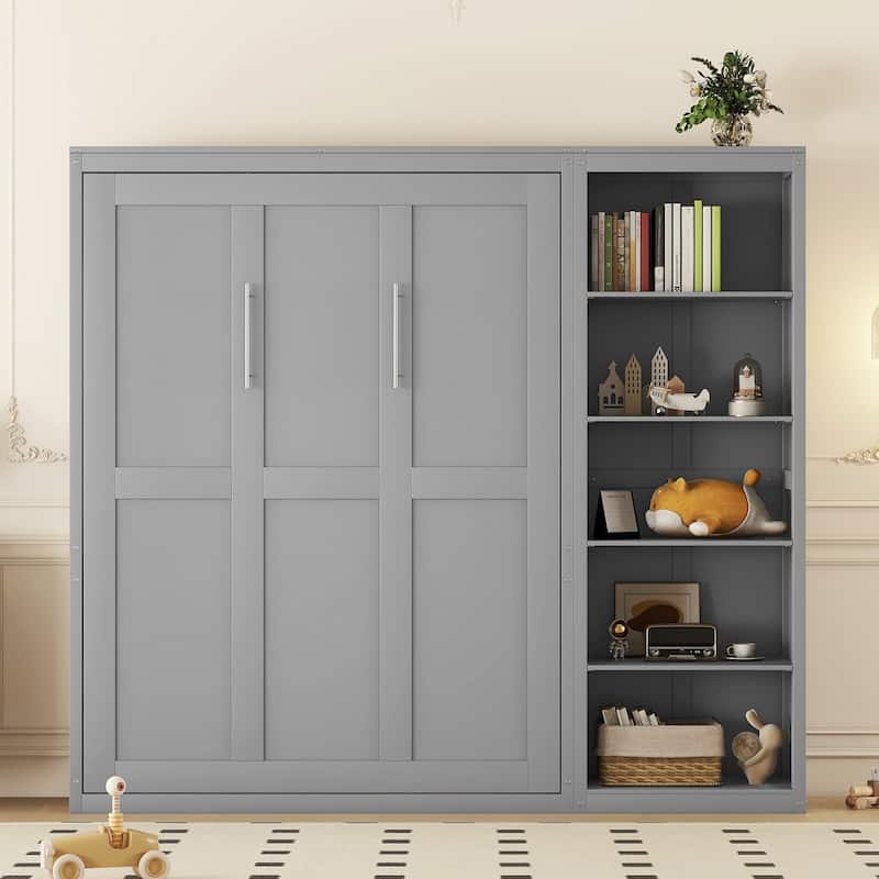 Queen Murphy Bed with Shelves