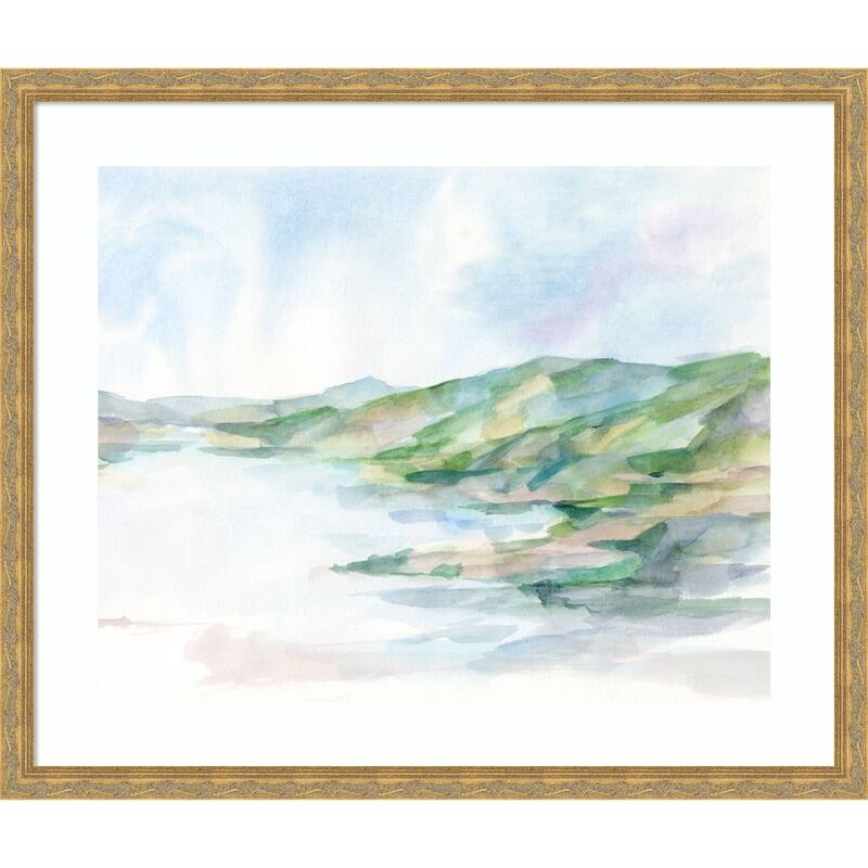 Pastel Seaside No. 2 by Ethan Harper Wood Framed Wall Art Print - Mila Dark Gold