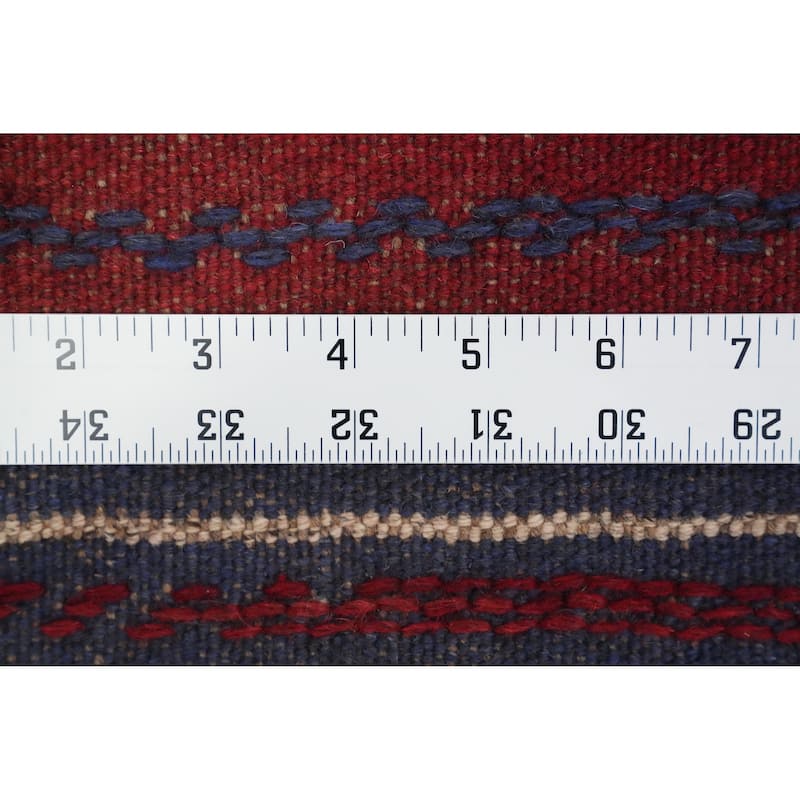 Hand Knotted Oriental 100% Wool Carpet Traditional Tribal Navy Blue & Blues Balouch Runner Rug - 8' 3'' X 1' 10''