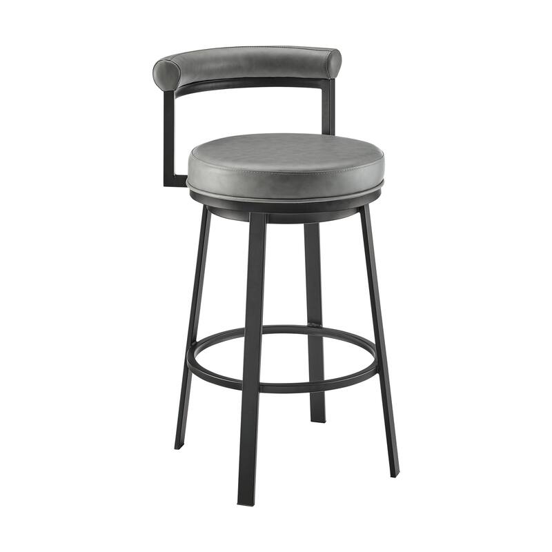 Modern Swivel Bar Stool with Faux Leather Upholstered Seat, Counter Height Kitchen or Home Barstool for Dining