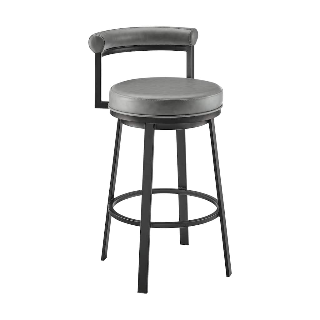 Modern Swivel Bar Stool with Faux Leather Upholstered Seat, Counter Height Kitchen or Home Barstool for Dining