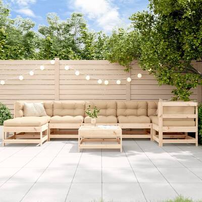 vidaXL Garden Lounge Set Beige Solid pine wood Large Modular - 24.4 x 24.4 x 12.6