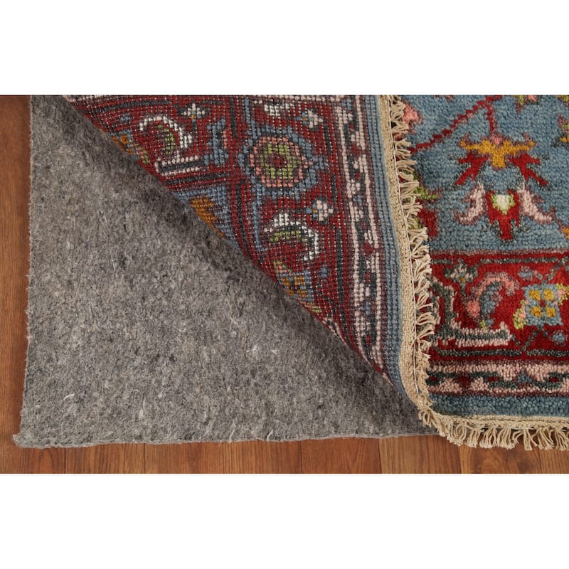 Blue Floral Oushak Indian Accent Rug Handmade Wool Carpet - 2'10"x 4'11"