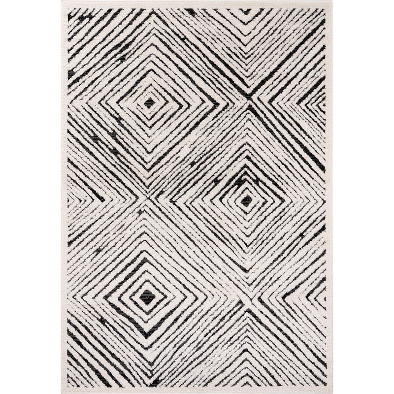 Cairo Collection Transitional Abstract Area Rug - 2' x 3' - Bone/Black