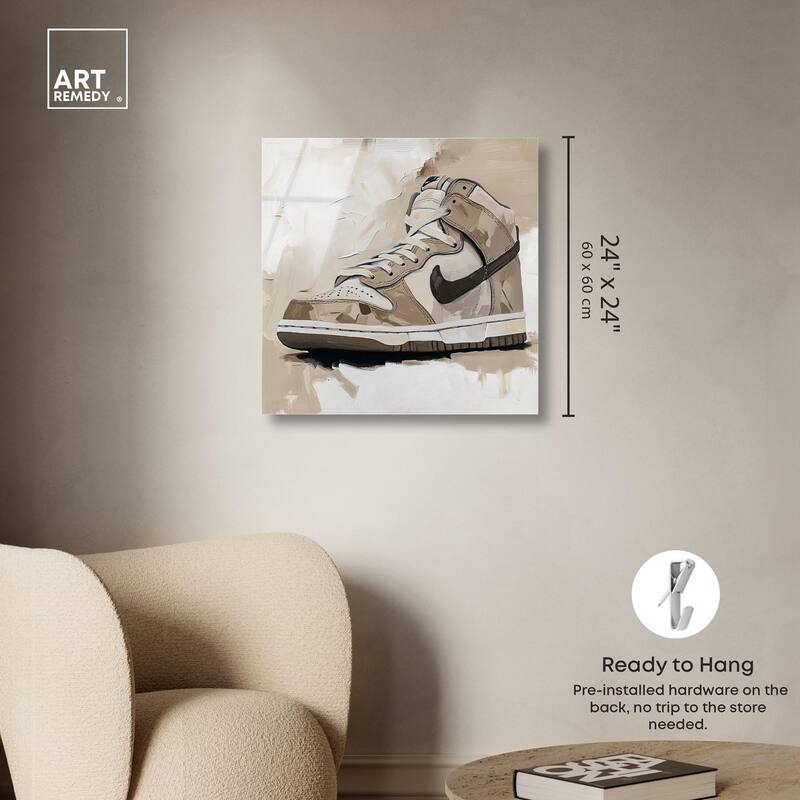 Light Tans Sneaker Acrylic by Art Remedy, Ready to Hang