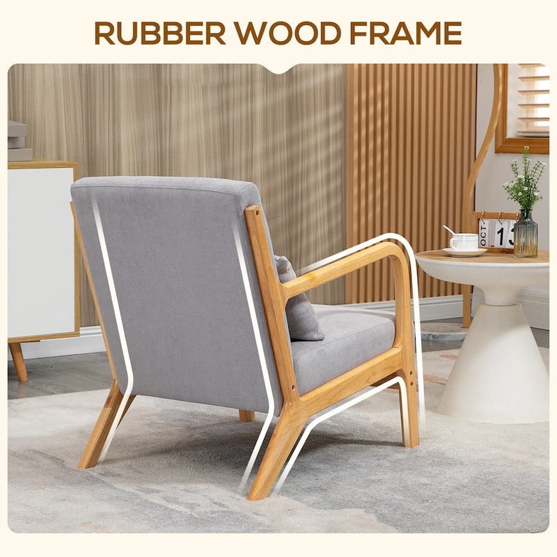 Fabric Accent Chair Armchair with Wood Legs for Bedroom