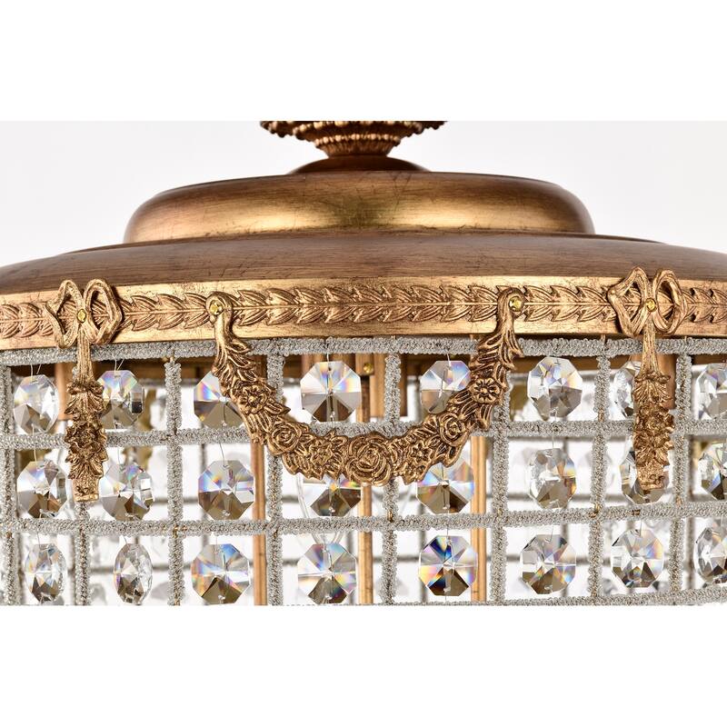 Sonoma Beaded Crystal Chandelier - 4-Light Antiqued Silver/6-Light Antiqued Gold, Glam E12 Ceiling Fixture with Adjustable Chain