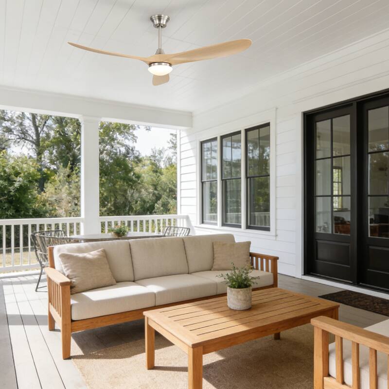 Sofucor 60"Ceiling Fan with Light and Remote Control,Outdoor/Indoor High CFM Quiet 3 ABS Blades for Patio,Porch,Farmhouse,Gazebo