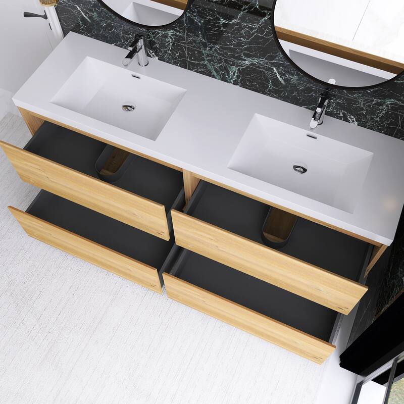 Freestanding Bathroom Vanity with Integrated Resin Top