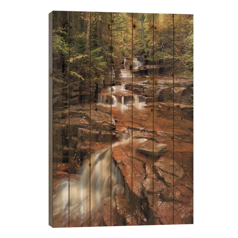 USA, New Hampshire, White Mountains, Vertical panorama of Coliseum Falls Print On Wood by Ann Collins - Multi-Color - 40x26x1.5