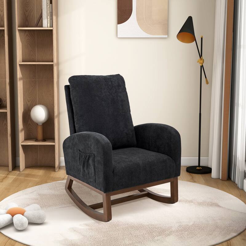 27.2"W Polyester Rocking Chair with Side Pocket