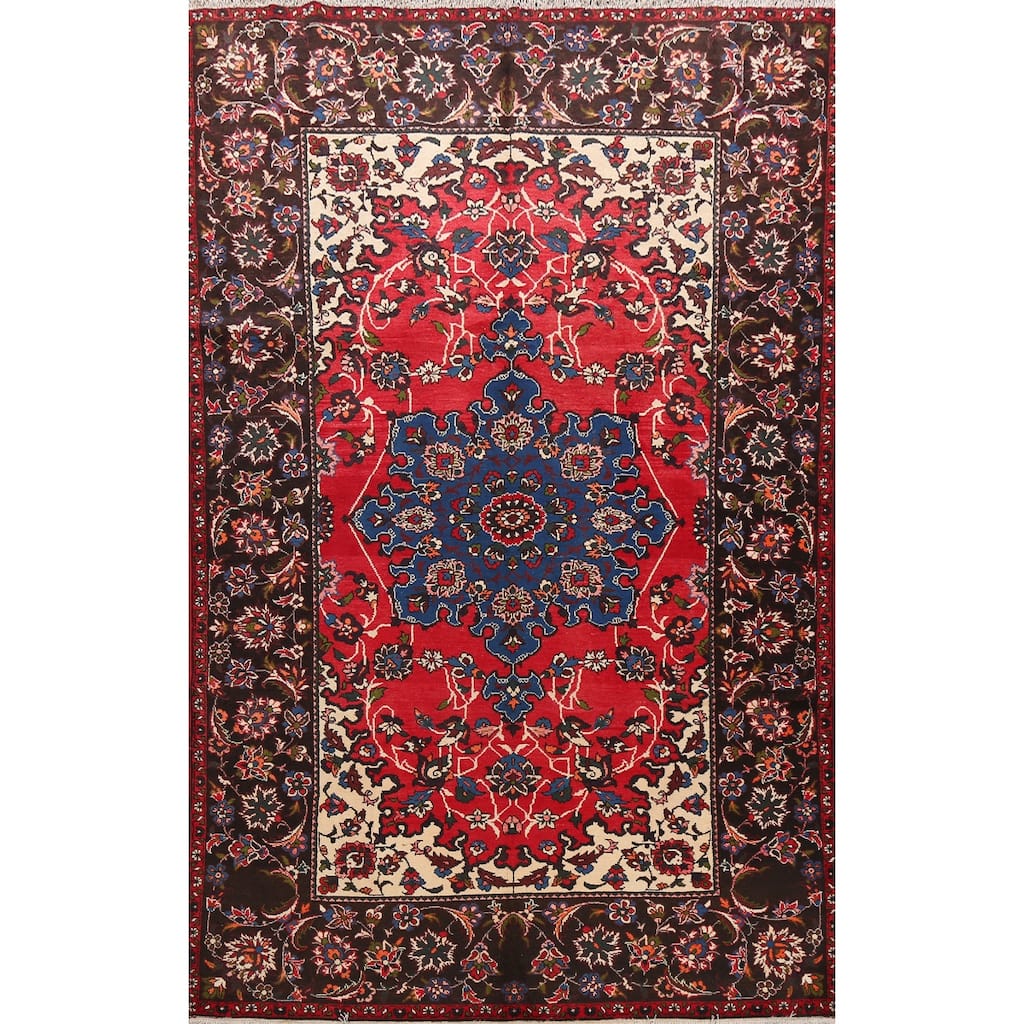 Floral Traditional Bakhtiari Persian Area Rug Hand-knotted Wool Carpet - 6'10" x 9'7"