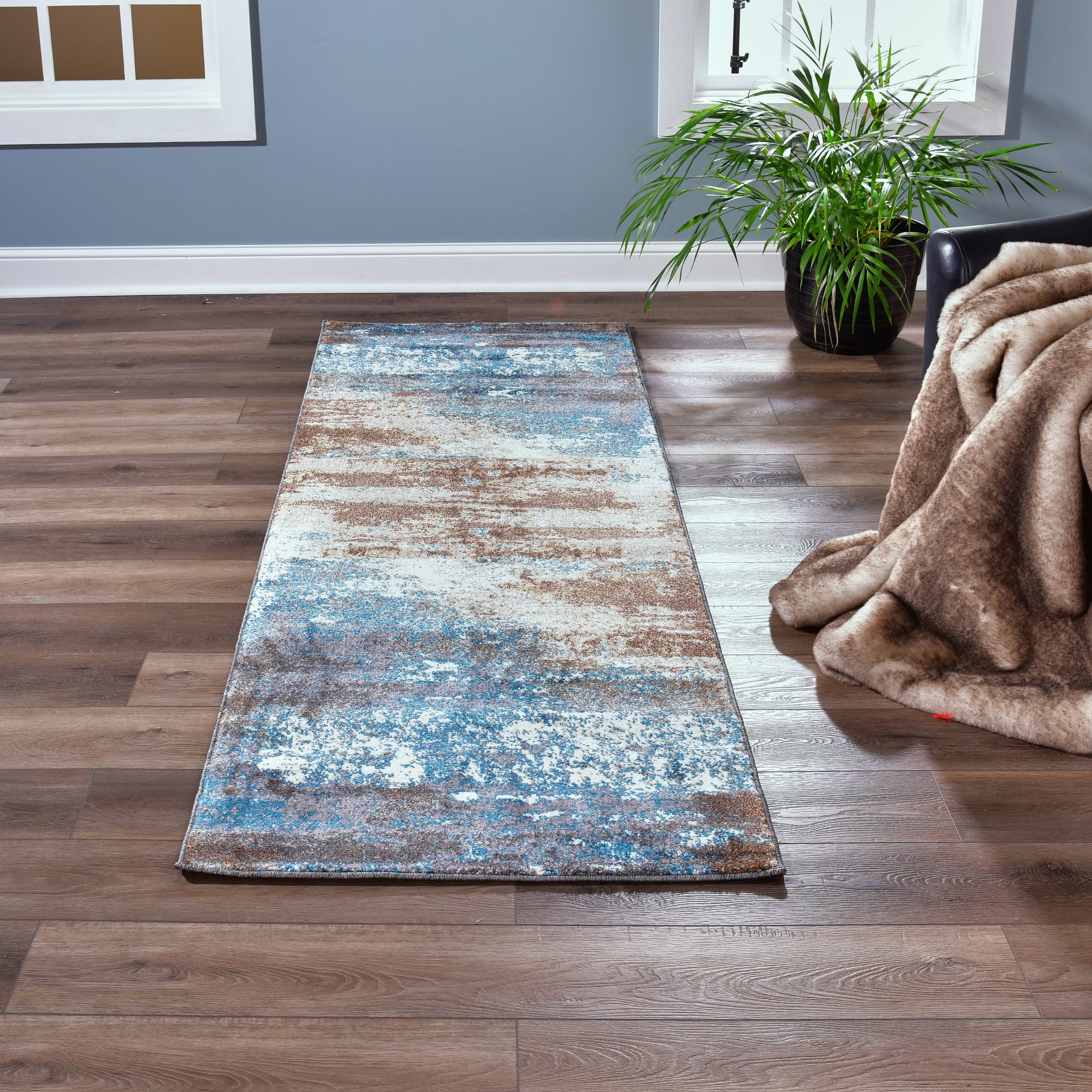 MDA Rugs Milan Cream/Turquoise Polypropylene Area Rug