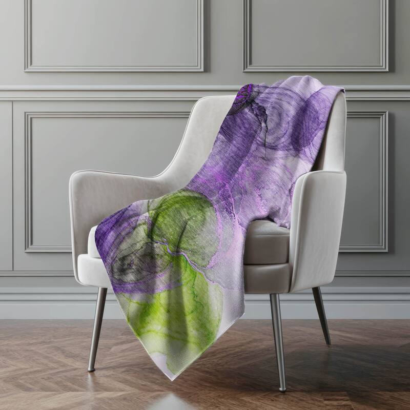 Premium Machine Washable Abstract Contemporary Sherpa Throw Blanket - Purple - 4'2" x 5'10"