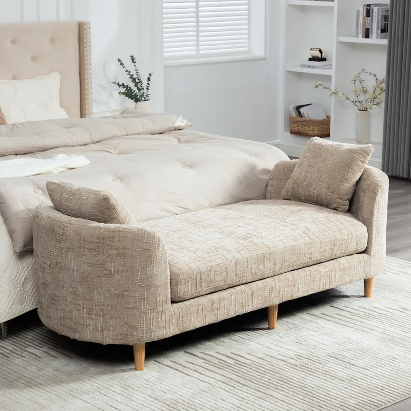 83.1" W Modern Upholstered Lounge Chair,Oversized Sofa Chair with Pillow and Armrests - Wheat/Curved