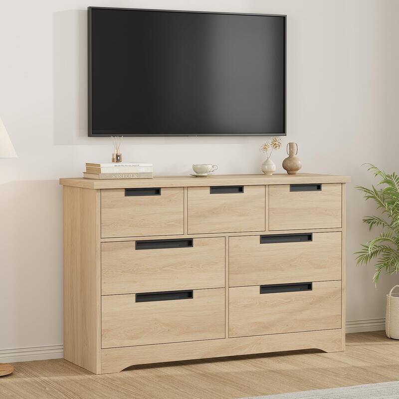 6/7 Drawer Dresser for Bedroom, Wooden Chest of Drawers Double Dresser Organizer with Embedded Handles