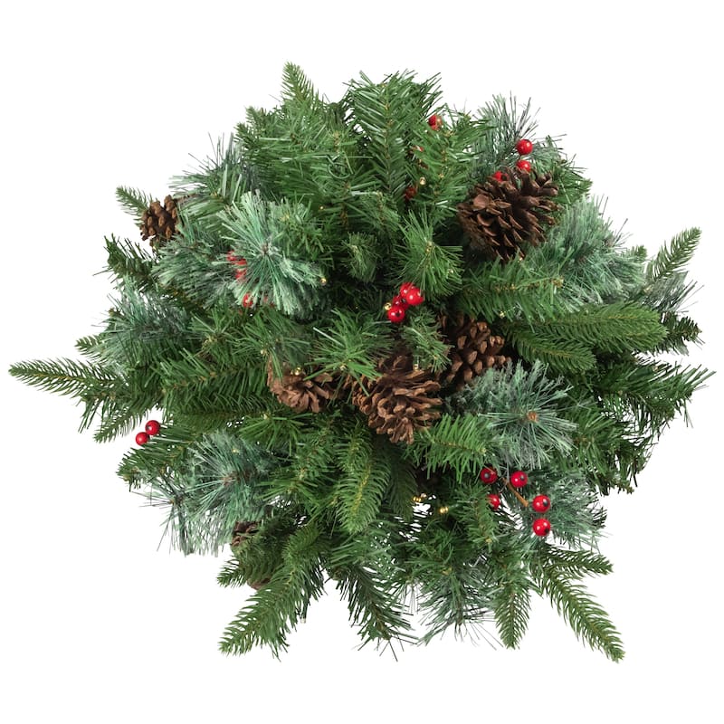 Pre-Lit LED Mixed Cashmere Urn Filler Christmas Garden Stake - 20"