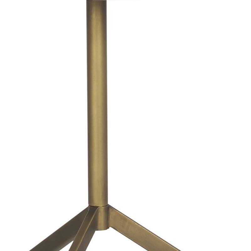 HomeRoots 20" White and Gold Stone and Iron Oval End Table - 22.50 in. x 20.00 in. x 20.00 in.