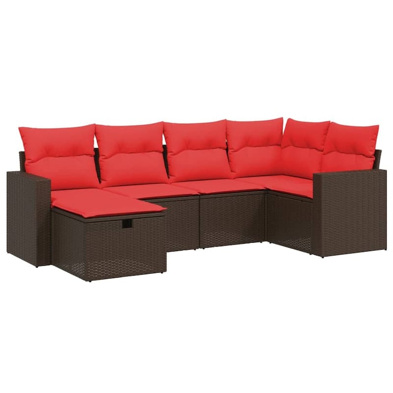 vidaXL Patio Sofa Set with Cushions Outdoor Conversation Furniture Poly Rattan