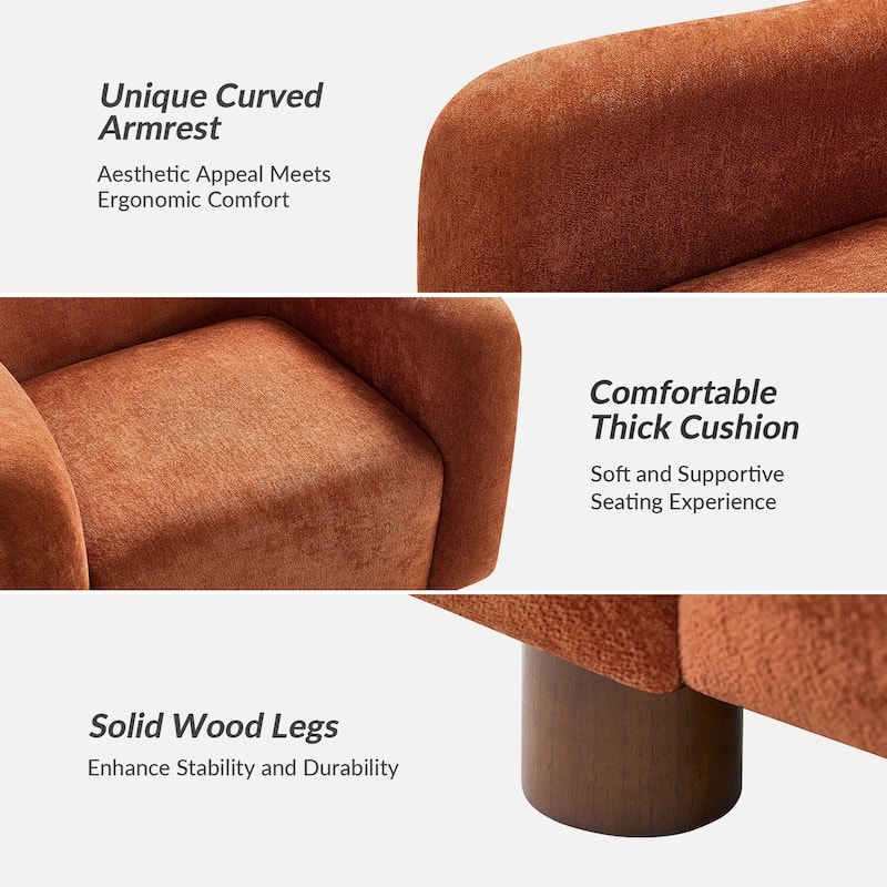 Wayne 35" Wide Boucle Upholstered Teddy Accent Chair with Solid Wood Legs Set of 2 by HULALA HOME