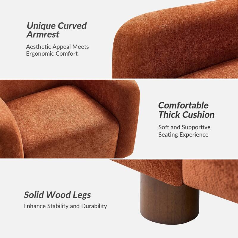 Wayne 35" Wide Boucle Upholstered Teddy Accent Chair with Solid Wood Legs by HULALA HOME