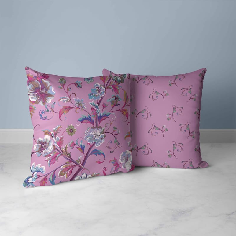 Nature's Palette Faux Suede Reversible Throw Pillow Pink and Blue