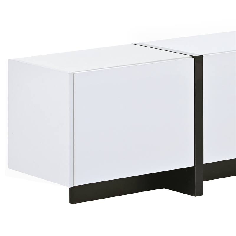Modern Rectangle TV Stand for TVs Up to 80" with High Gloss UV Surface