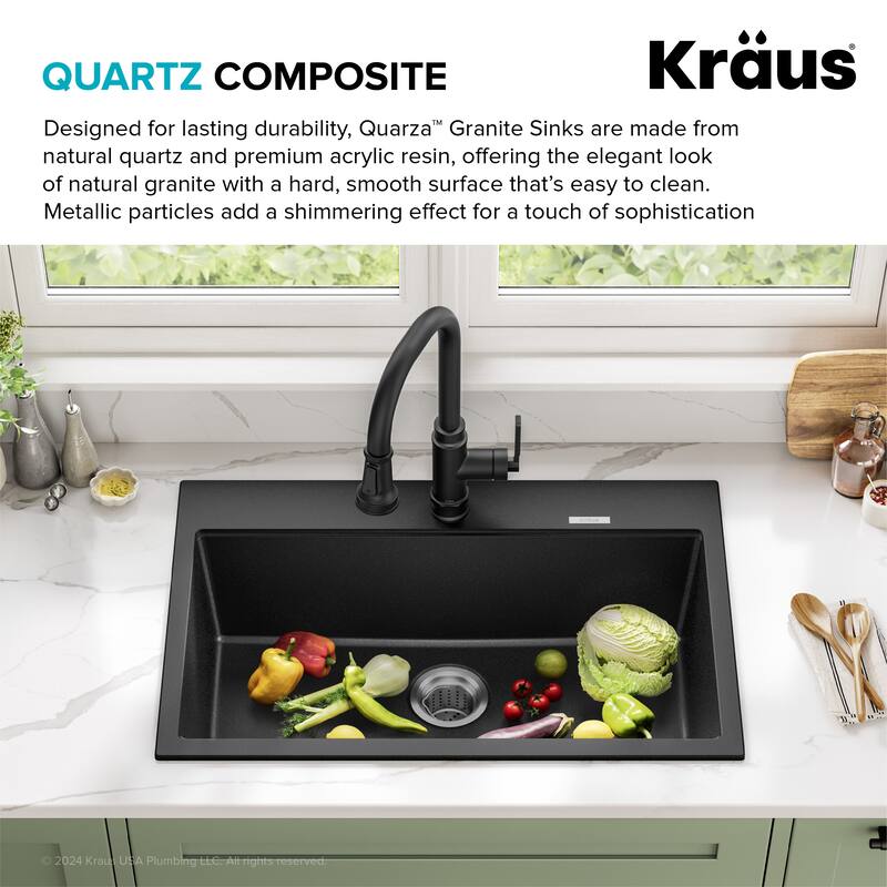 KRAUS Granite 31 inch 1-Bowl Undermount Drop-in Kitchen Sink