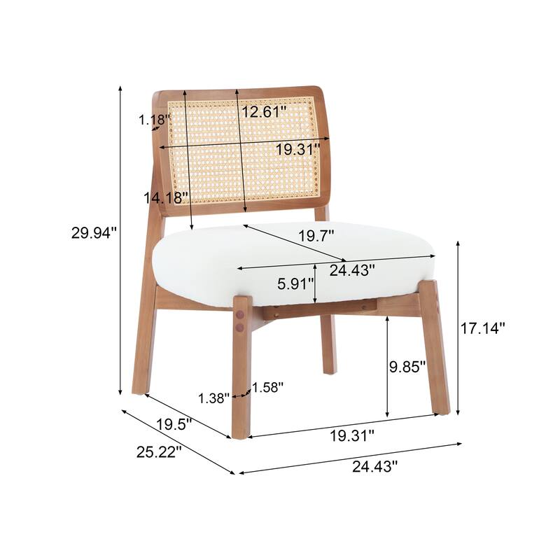 Woven Backrest Lounge Chairs (Set of 2）with Sturdy Wooden Frames, Polyester Upholstered Seats, and Minimalist Design