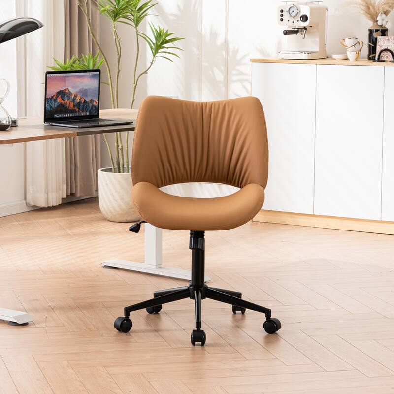 Swivel Armless Ergonomic Office Chair with Wheels