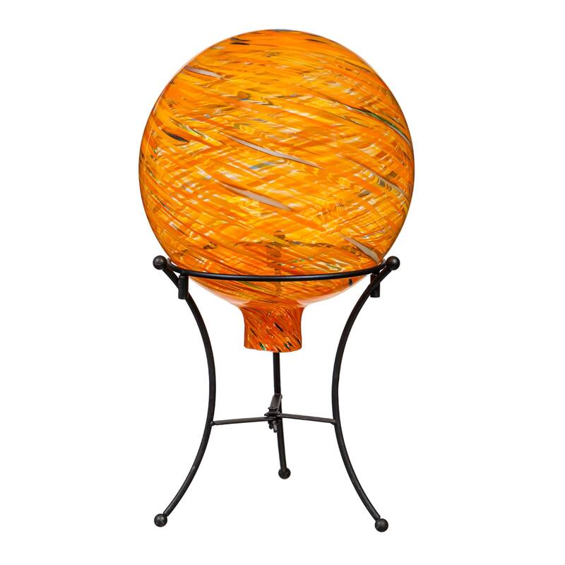 10" Art Glass Aqua Confetti Gazing Ball with Stand