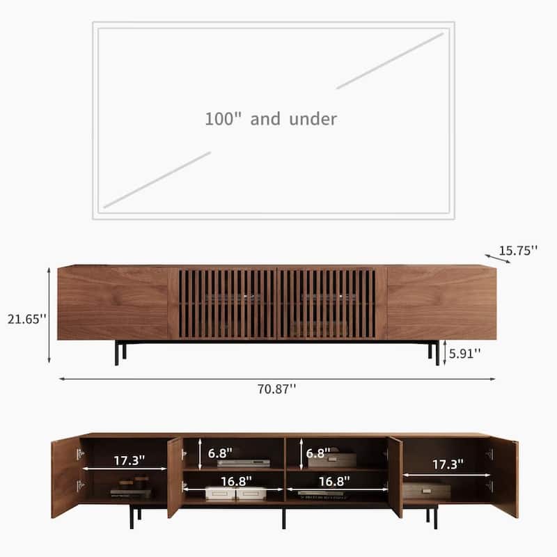 Mid-Century Modern TV Stand Media Console TV Entertainment Center t with 4 Storage Cabinets Television Stands for Living Room