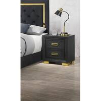 2-Drawer Nightstand Black Gold Finish Gold-colored Hardware Bedroom ...