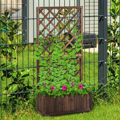 Outsunny Tall Planter Box with Trellis
