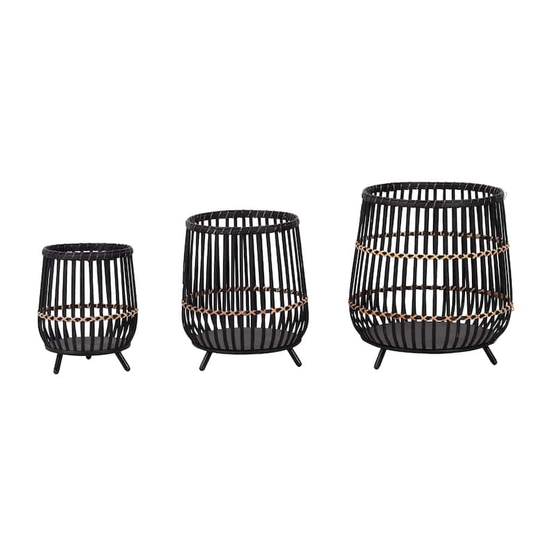 S/3 Bamboo Footed Planters 17/14/10"