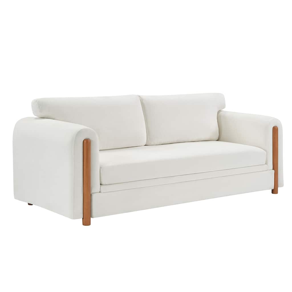 Christopher Knight Home - Ellis Modern 3-Seater Sofa with Soft Chenille Upholstered, Wooden Legs & Sculptural Armrest Design
