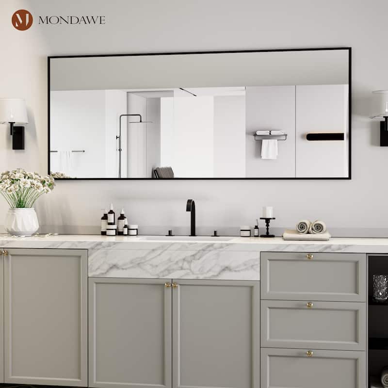 Mondawe Deck Mounted 8 Inch Widespread Double-Handle Bathroom Faucet in Matte Black for Bathroom, Vanity, Laundry